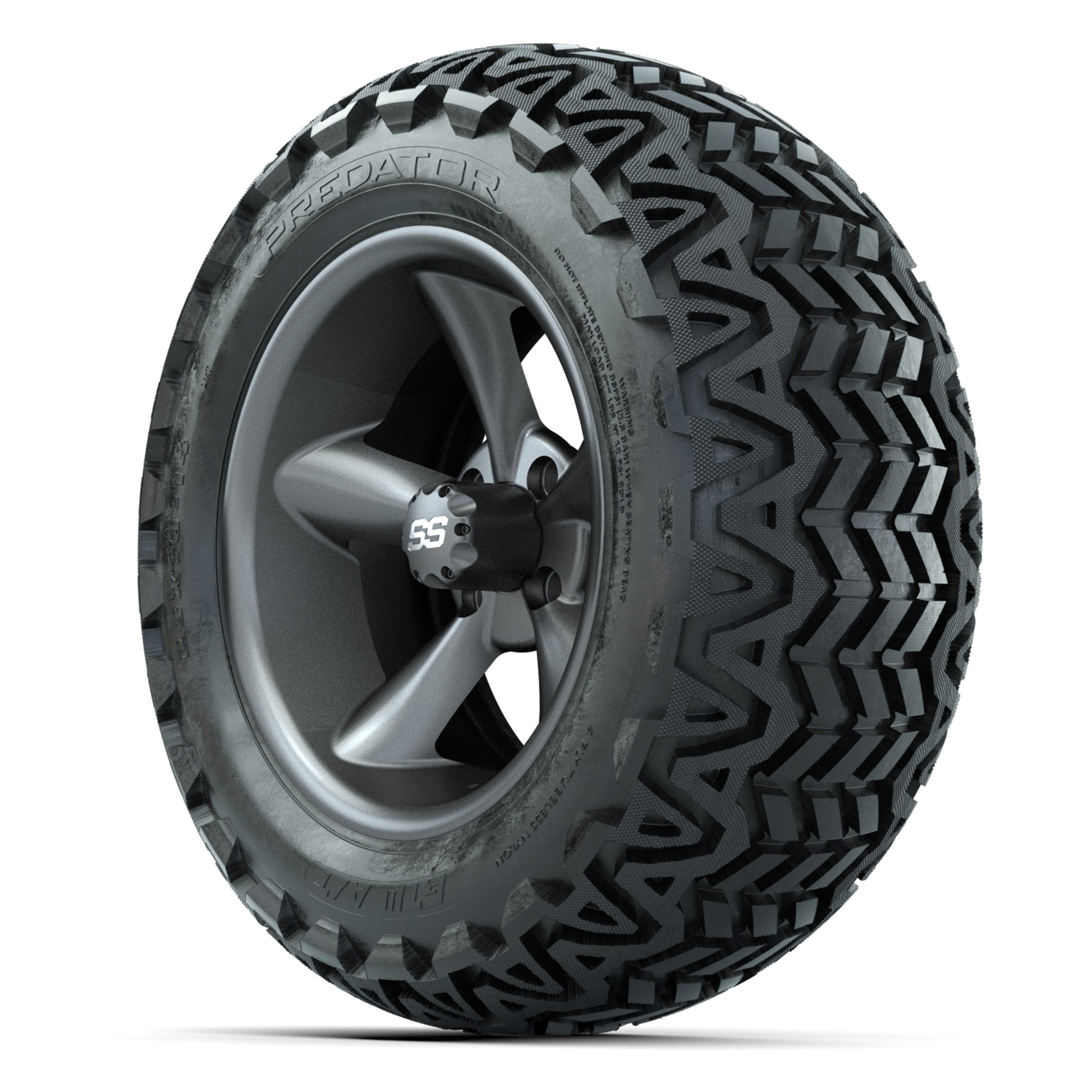 GTW Godfather Matter Gray 14 in Wheels with 23X10-14 Predato - 3/4 view