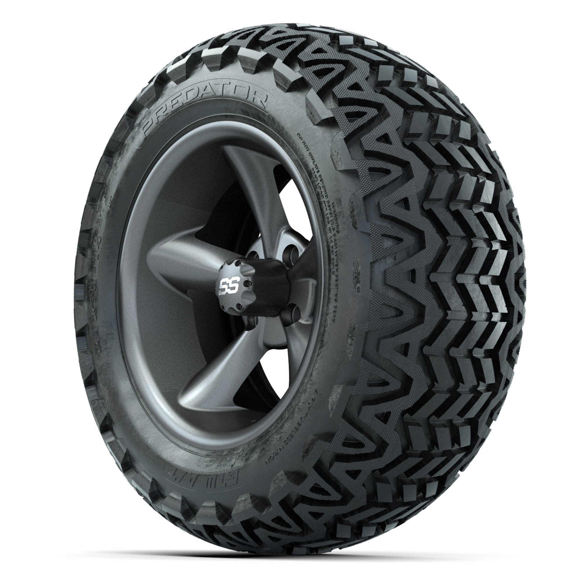 GTW Godfather Matter Gray 14 in Wheels with 23X10-14 Predato - 3/4 view