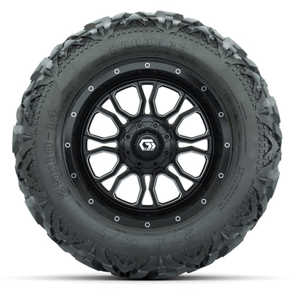 GTW Volt Black/Machined 14 in Wheels with 25x10-14 Barrage M - front view