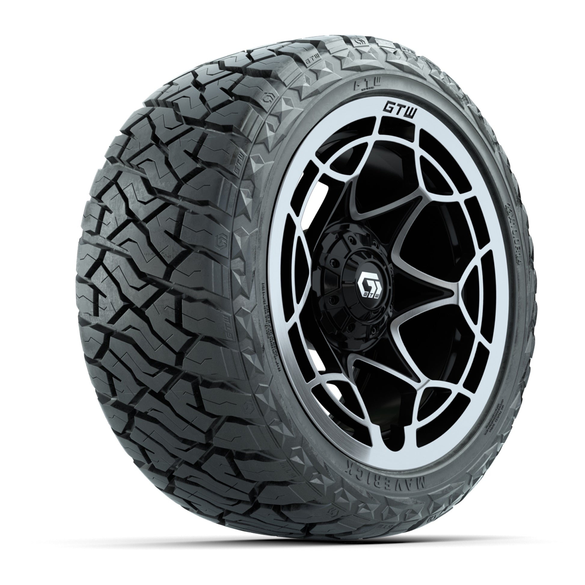 GTW Nexus Gloss Black 14 in Wheels with 23x10.00-R14 Maverick All-Terrain Tires – Full Set