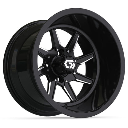 Reaper Ultra-Wide 14 inch GTW golf cart wheel - Black / Silver