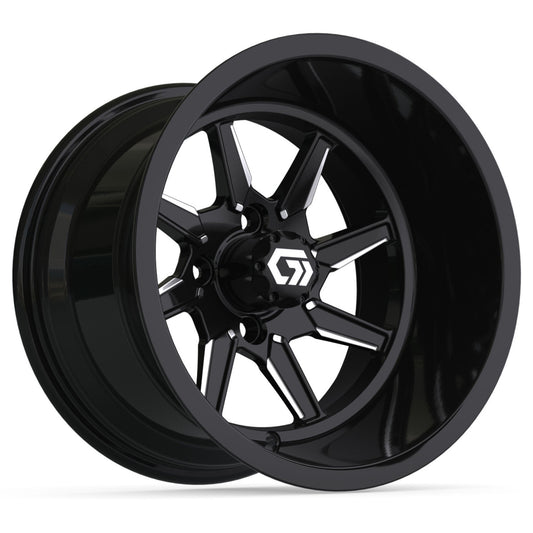 Reaper Ultra-Wide 14 inch GTW golf cart wheel - Black / Silver