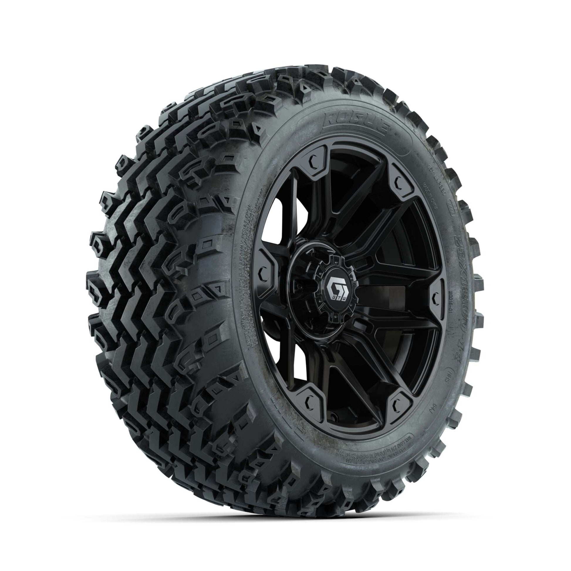 GTW® Graffiti Gloss Black 14 in Wheels with 23X10.00-14 Rogue All-Terrain Tires – Full Set