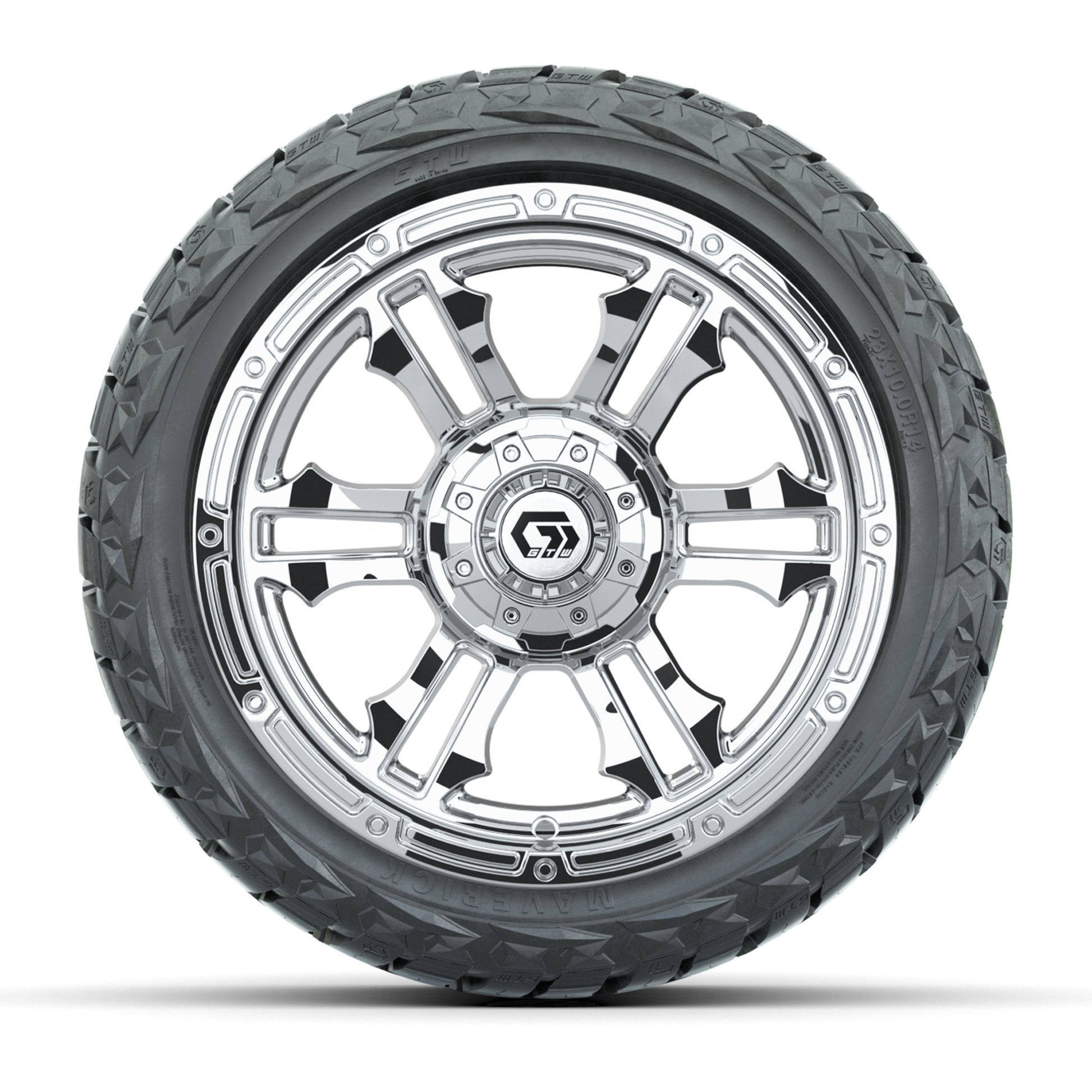 GTW Shogun Chrome 14 in Wheels with 23x10.00-R14 Maverick Al - front view