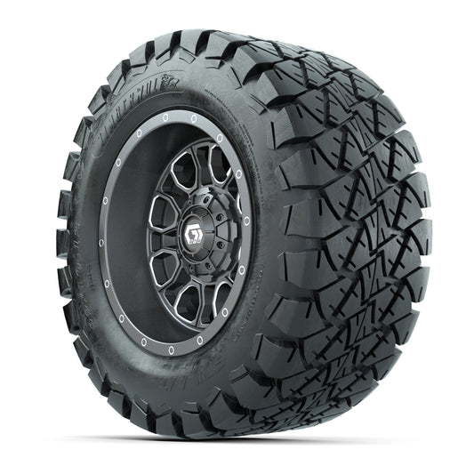 GTW® Volt Gunmetal 12 in Wheels with 22X10-12 Timberwolf All-Terrain Tires – Full Set