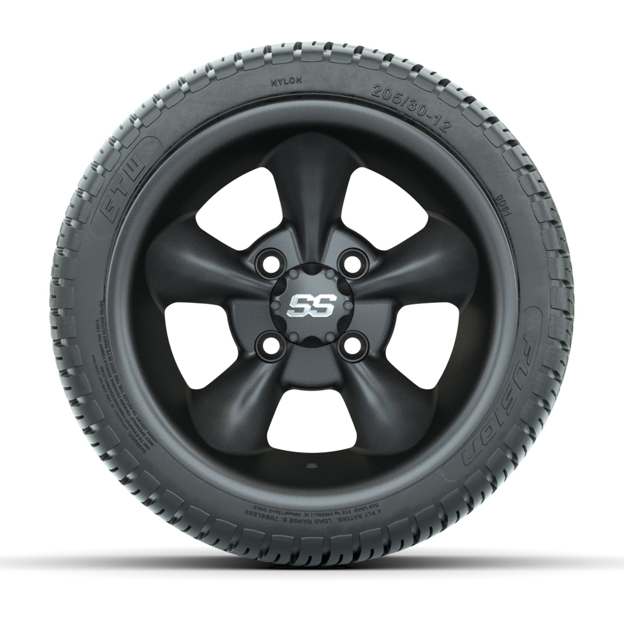 GTW® Godfather Matte Gray 12 in Wheels with 205/30-12 Fusion Street Tires – Full Set