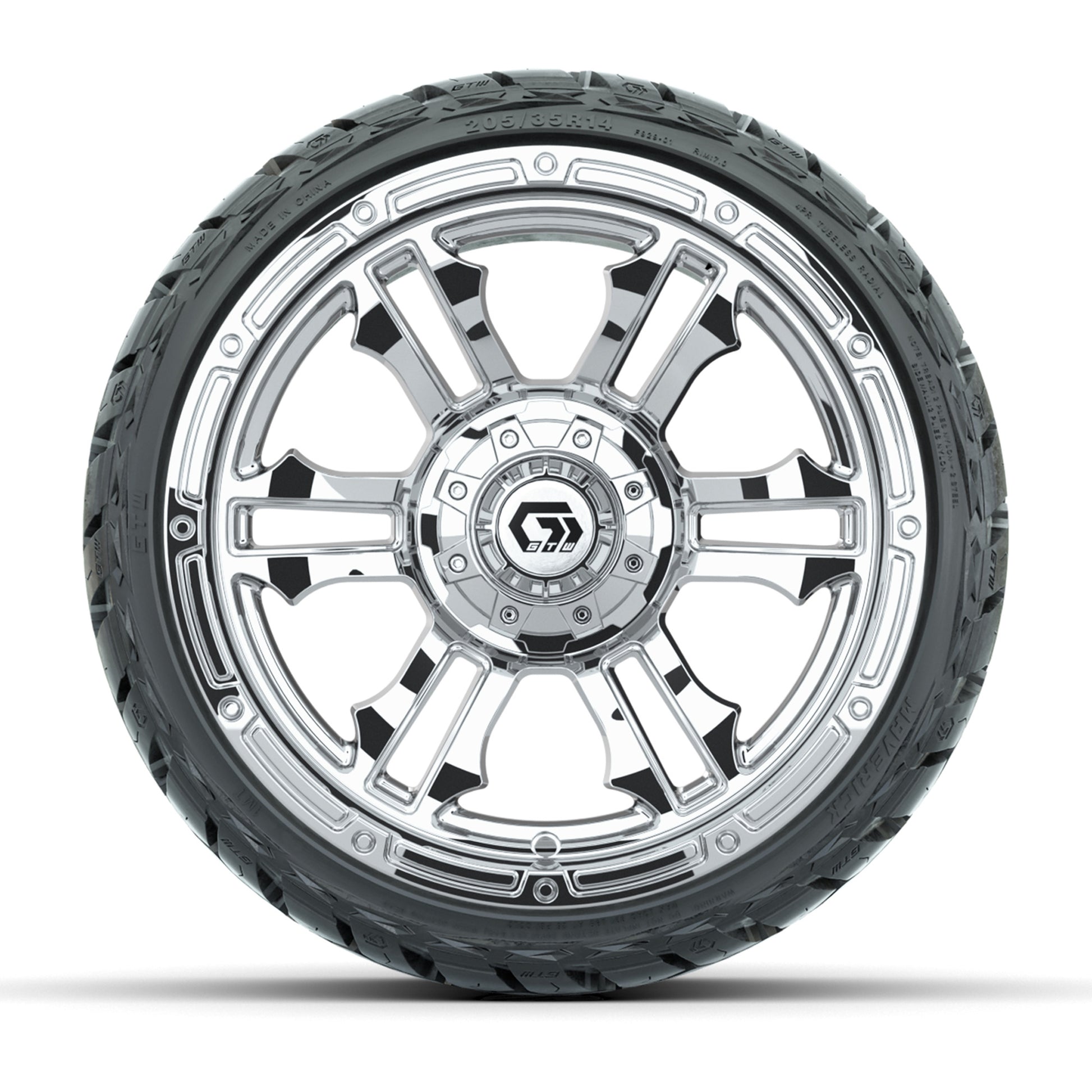 GTW Shogun Chrome 14 in Wheels with 205/35-R14 Maverick Low- - front view