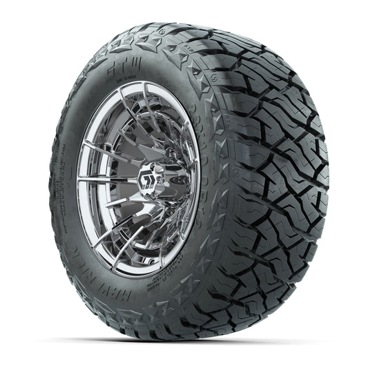 GTW Boost Chrome 12 in Wheels with 23x10.00-R12 Maverick All-Terrain Tires – Full Set
