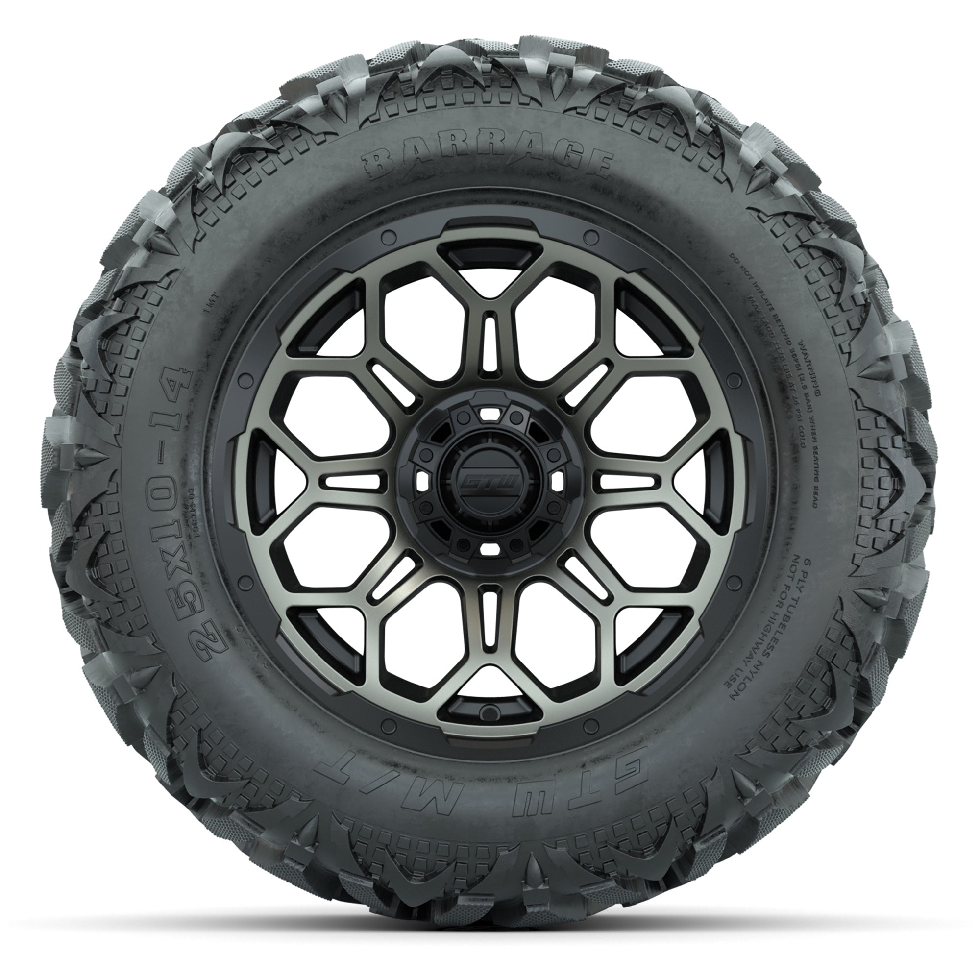 GTW Bravo Black/Bronze Tint 14 in Wheels with 25x10-14 Barra - 3/4 view