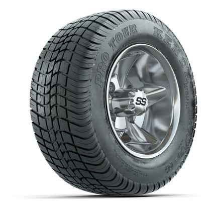 GTW Godfather Chrome 10 in Wheels with 205/50-10 Kenda Pro Tour Street Tires – Full Set