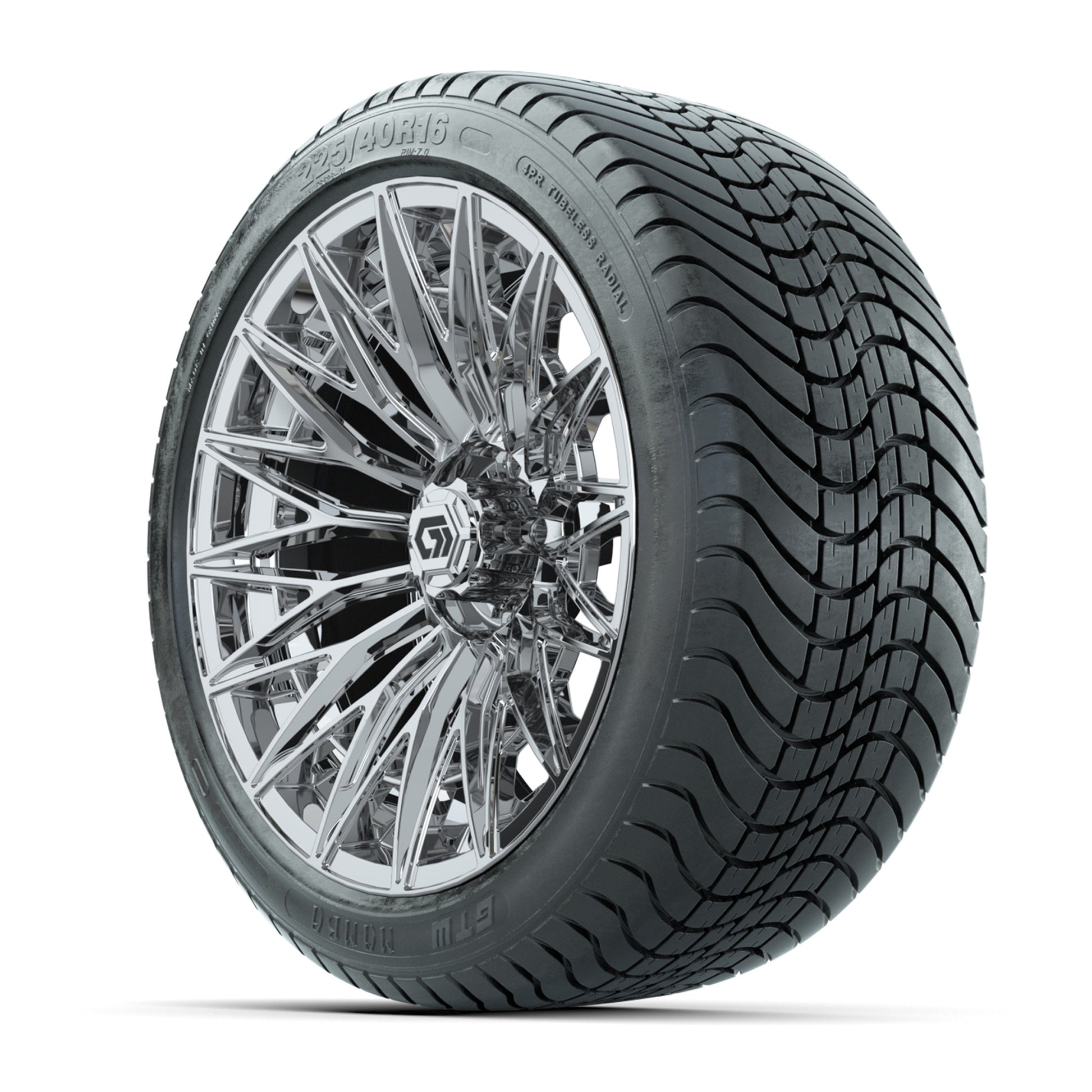 GTW Blur Chrome 16 in Wheels with 225/40-R16 Mamba Street Tires – Full Set