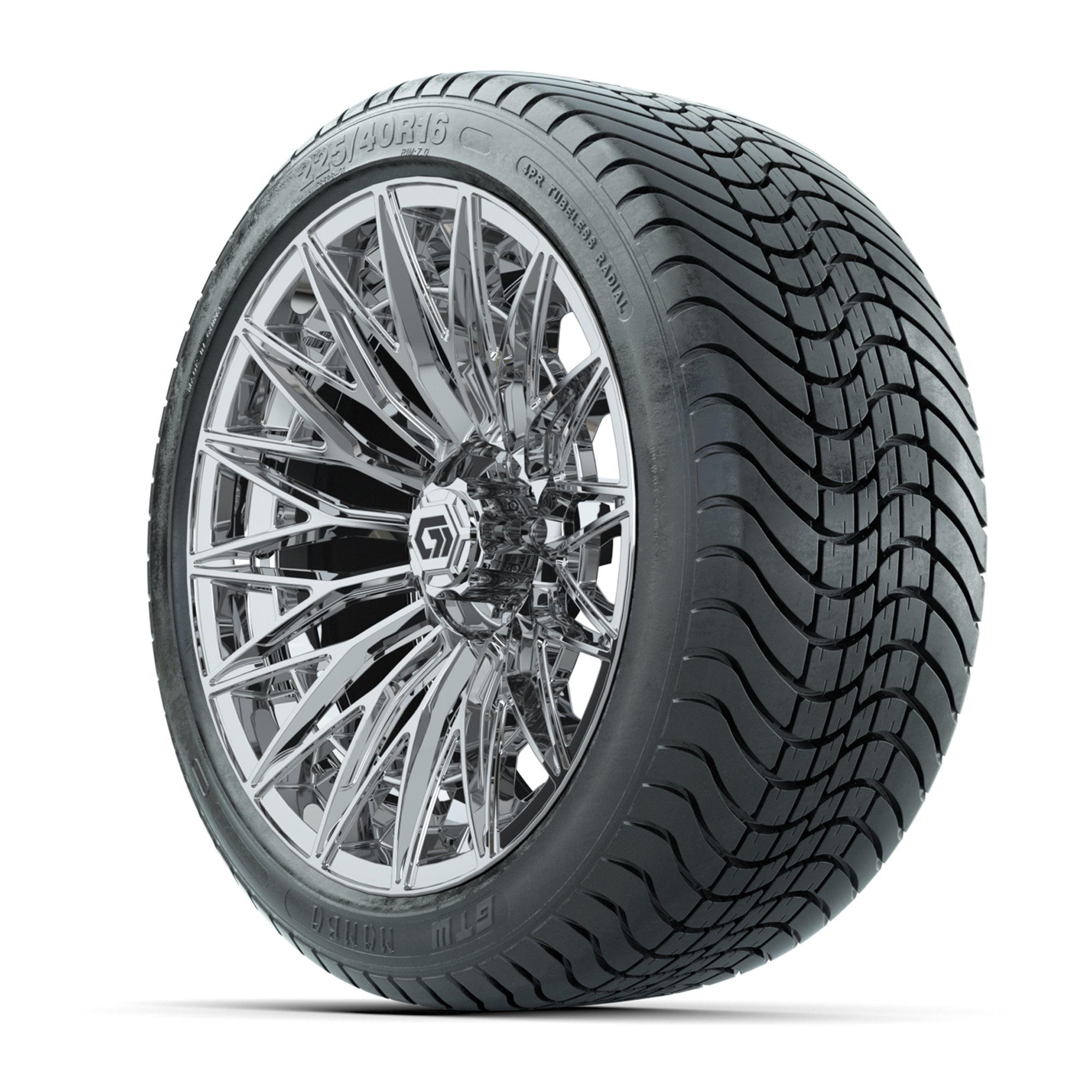 GTW Blur Chrome 16 in Wheels with 225/40-R16 Mamba Street Tires – Full Set