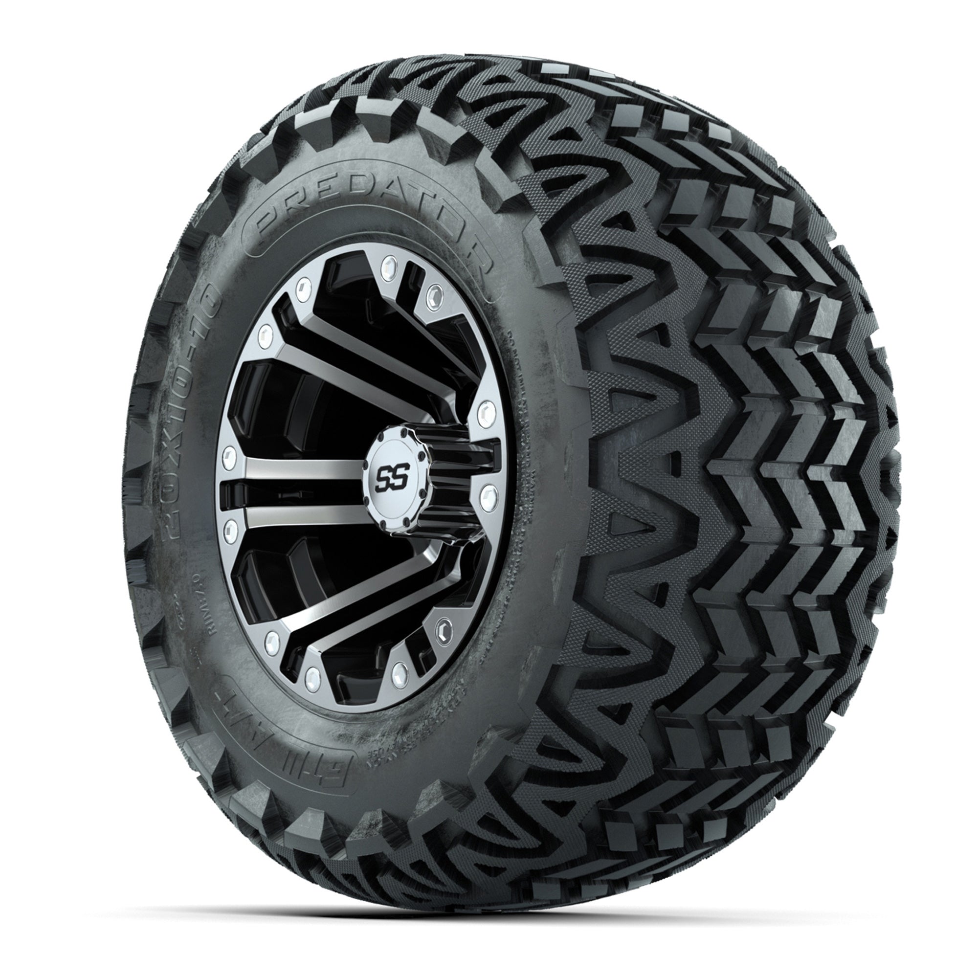 GTW Specter Black and Machined Wheels with 20in Predator A-T Tires - 10 Inch