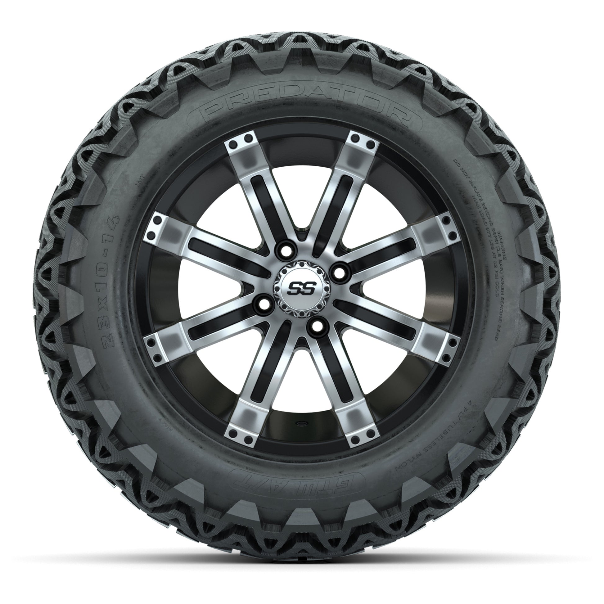 GTW Tempest Black and Machined Wheels with 23in Predator A-T - front view