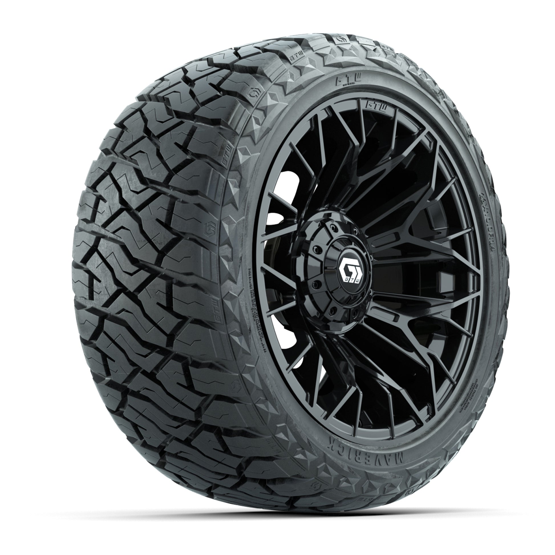 GTW Stellar Matte Black 14 in Wheels with 23x10.00-R14 Maverick All-Terrain Tires – Full Set