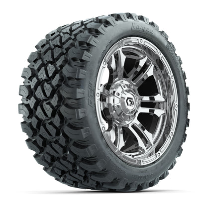 GTW® Shogun Chrome 14 in Wheels with 23X10-R14 Nomad Steel Belt Radial All-Terrain Tires – Full Set