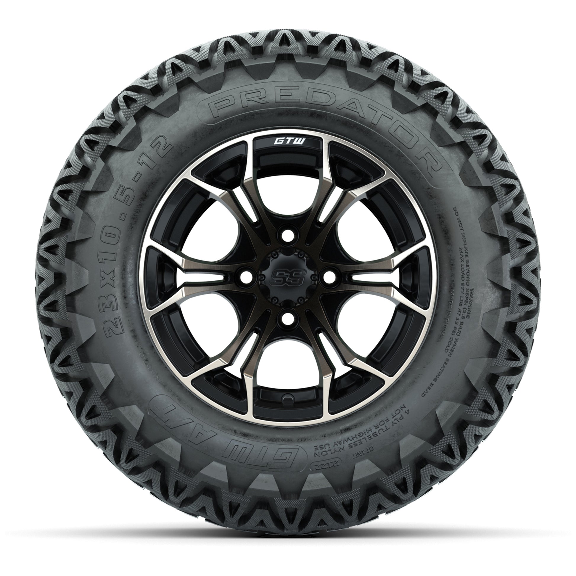 GTW® Spyder Matte Black/Bronze 12 in Wheels with 23X10.5-12 Predator All-Terrain Tires – Full Set
