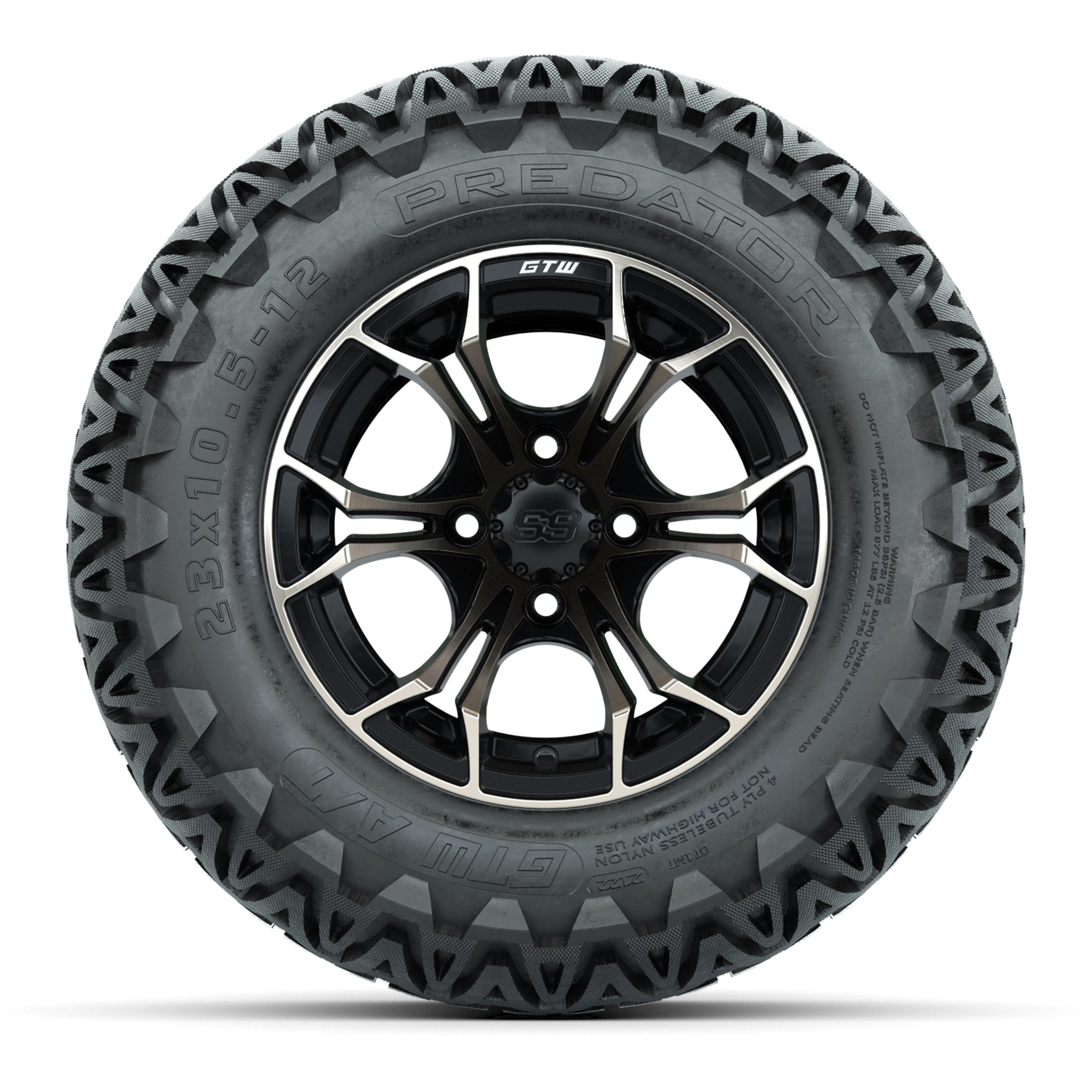 GTW® Spyder Matte Black/Bronze 12 in Wheels with 23X10.5-12 Predator All-Terrain Tires – Full Set