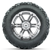 GTW Specter Chrome 14 in Wheels with 25x10-14 Barrage Mud Ti - front view