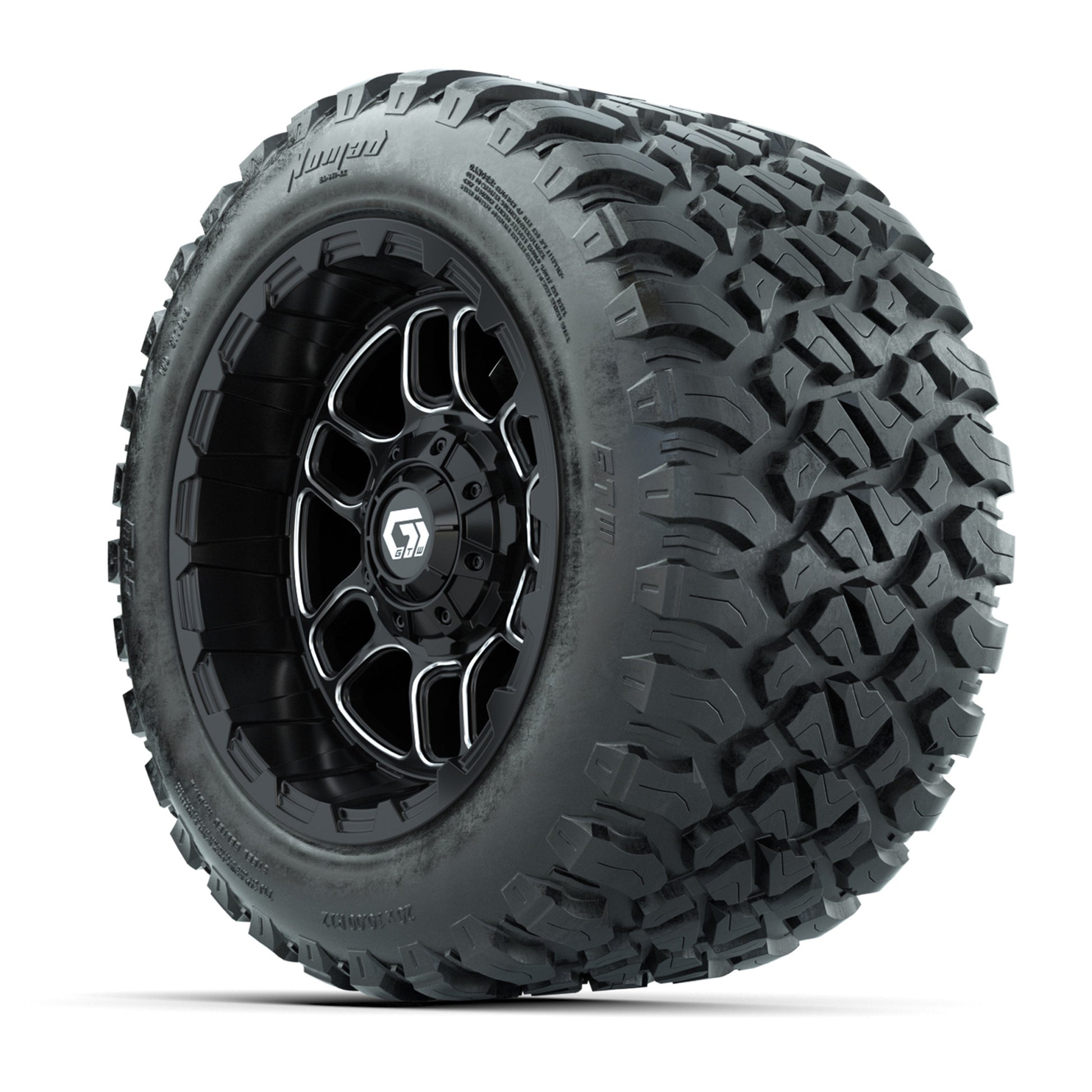 GTW® Titan Black/Machined 12 in Wheels with 20X10-12 Nomad Steel Belt Radial All-Terrain Tires – Full Set