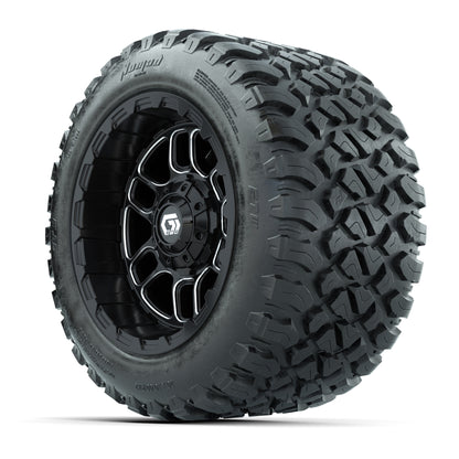 GTW® Titan Black/Machined 12 in Wheels with 20X10-12 Nomad Steel Belt Radial All-Terrain Tires – Full Set