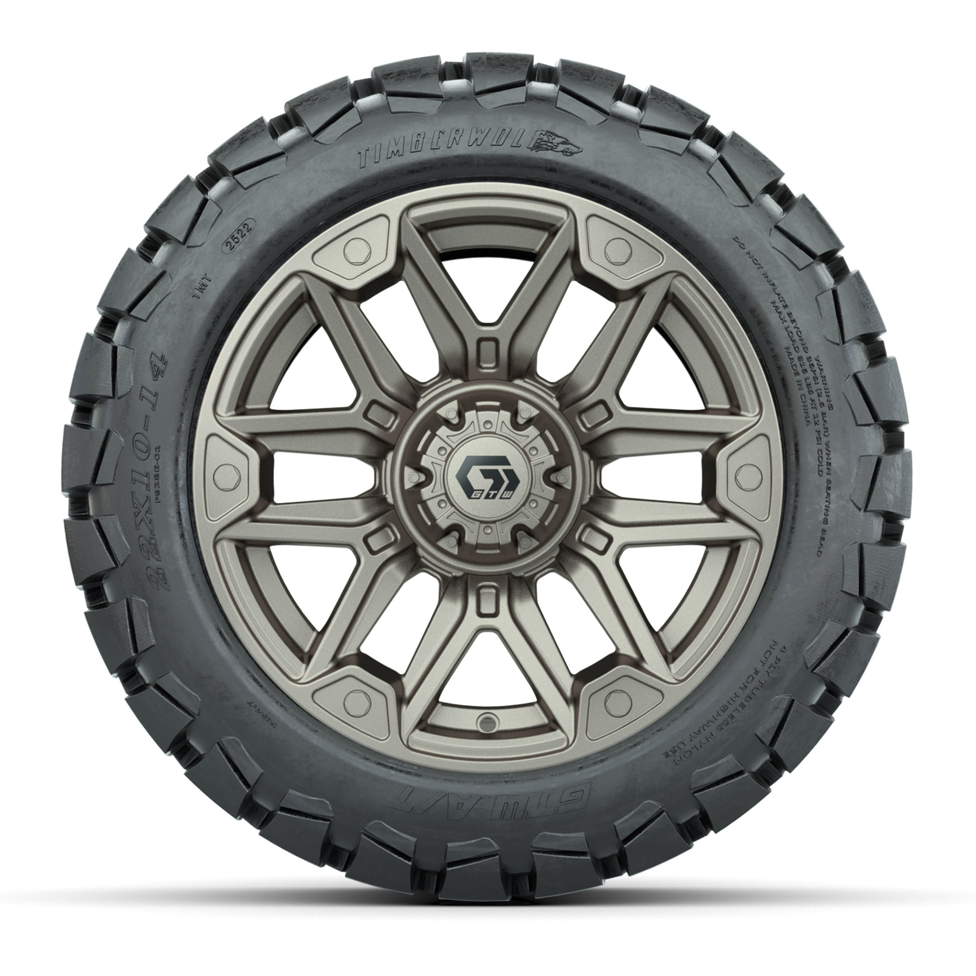 GTW® Graffiti Satin Bronze 14 in Wheels with 22x10-14 Timber - front view
