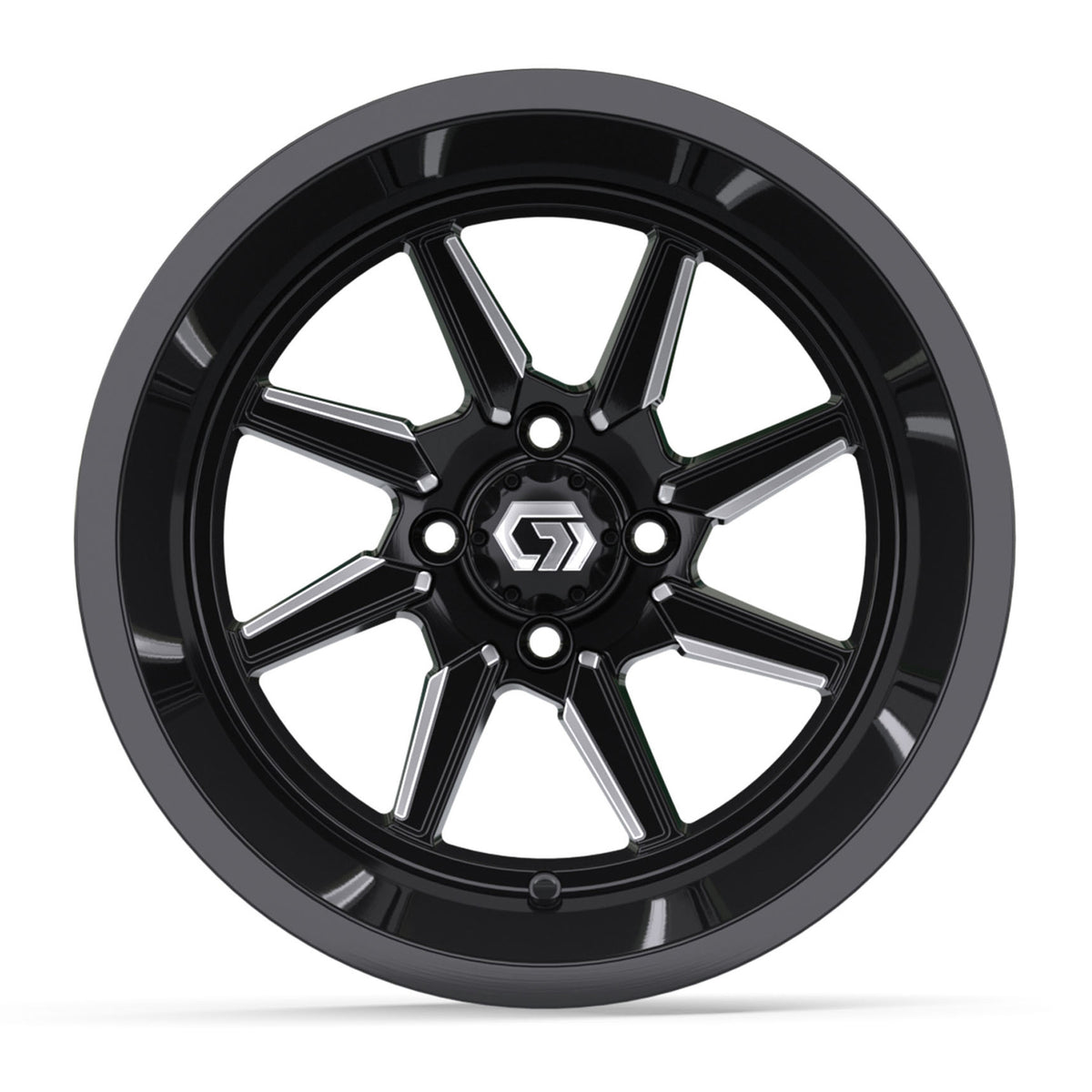 Reaper Ultra-Wide 15 inch GTW golf cart wheel - Black / Silver