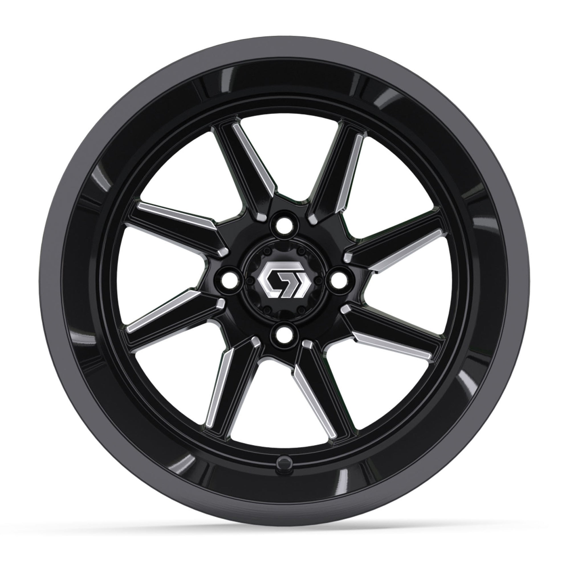 Reaper Ultra-Wide 15 inch GTW golf cart wheel - Black / Silver