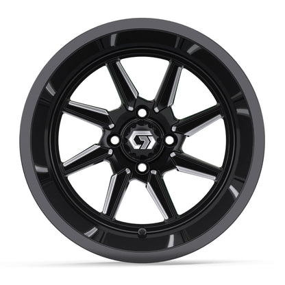 Reaper Ultra-Wide 15 inch GTW golf cart wheel - Black / Silver