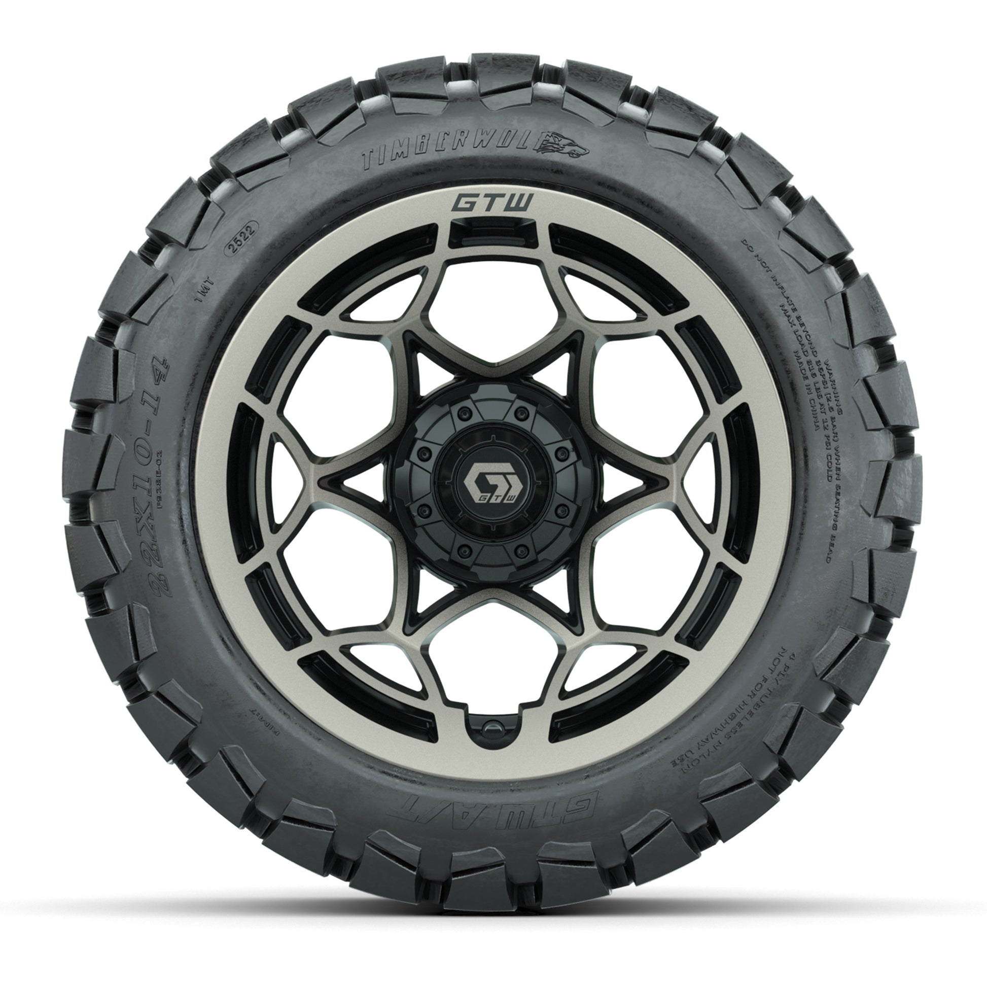 GTW® Nexus Gloss Black/Bronze 14 in Wheels with 22x10-14 Tim - front view