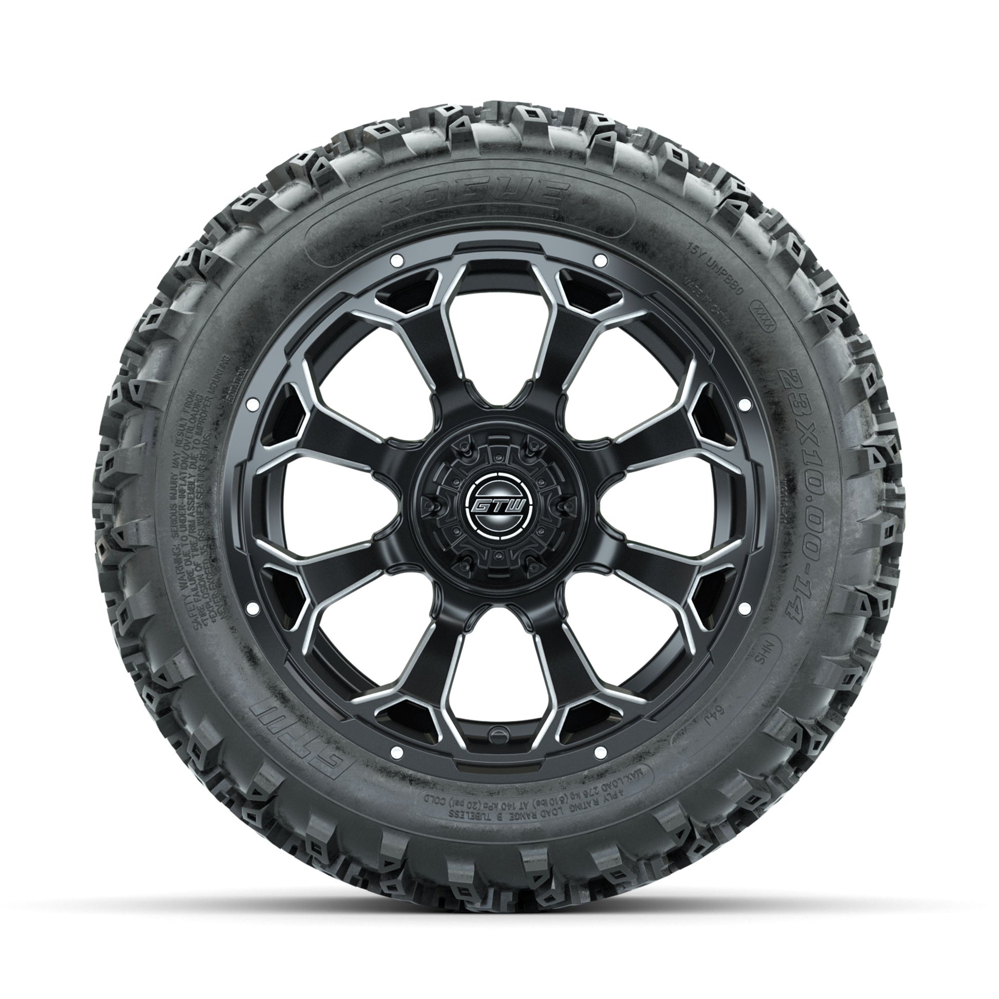 GTW Raven Ball Milled/Matte Black 14 in Wheels with 23x10.00 - front view