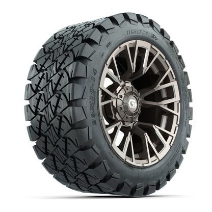 GTW® Vandal Satin Bronze/Machined 14 in Wheels with 22x10-14 Timberwolf All-Terrain Tires – Full Set