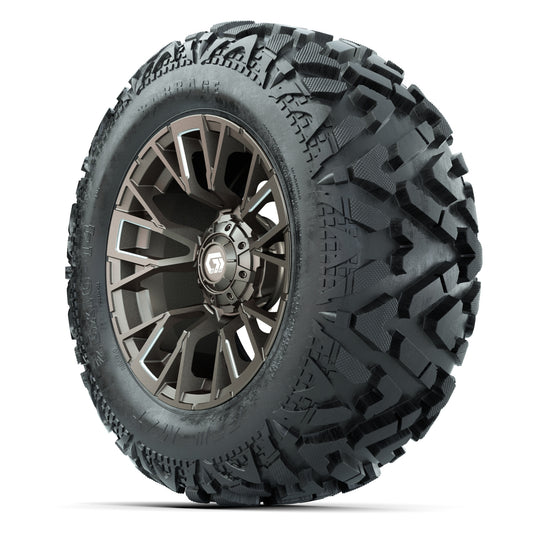 GTW Vandal Bronze/Machined 14 in Wheels with 25x10-14 Barrag - 3/4 view