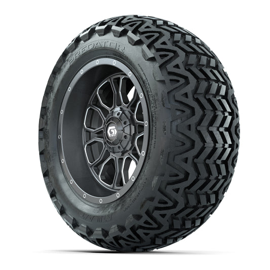 GTW Volt Gunmetal/Machined 14 in Wheels with 23x10-14 Predat - 3/4 view