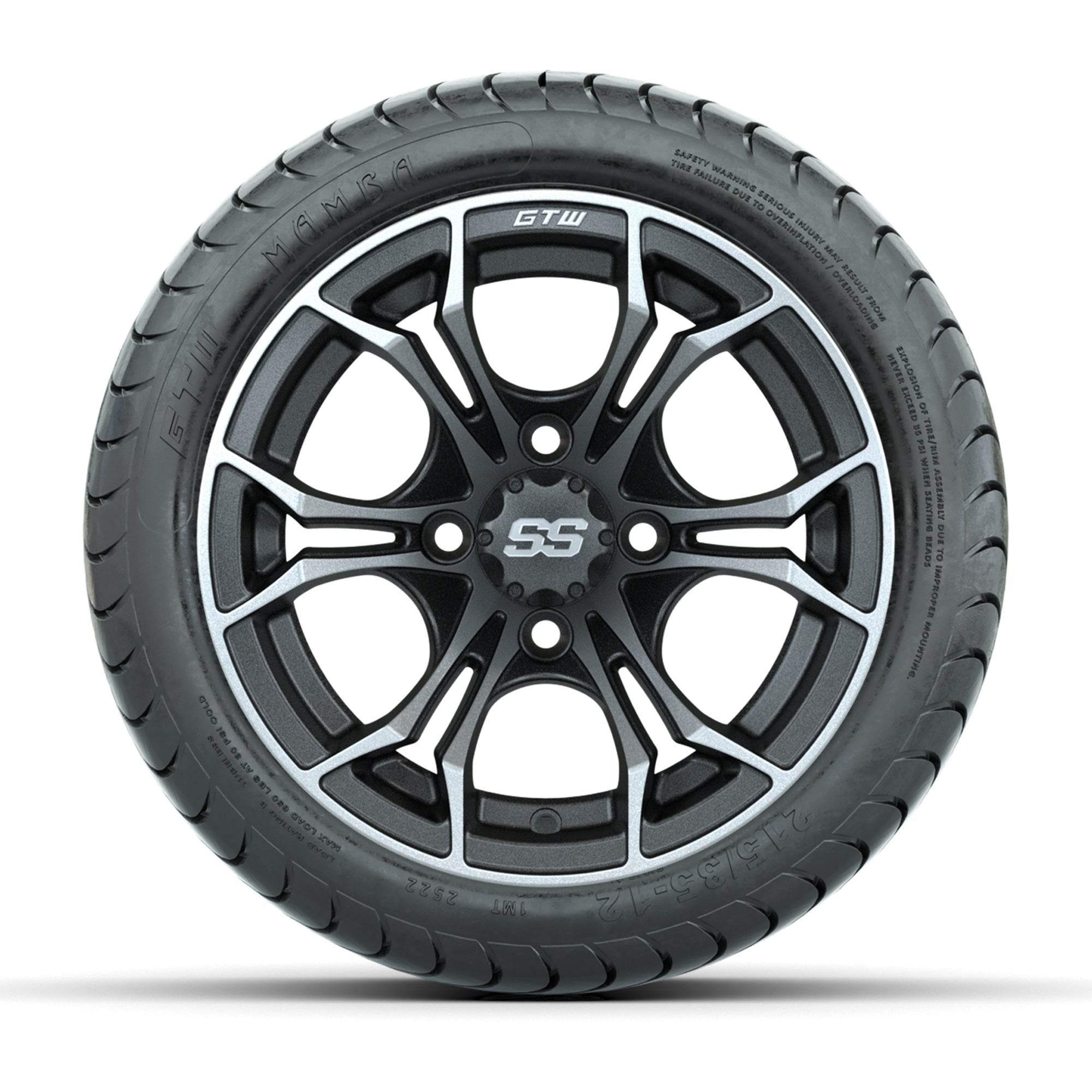 Set of (4) 12 in GTW Spyder Wheels with 215/35-12 GTW Mamba Street Tires