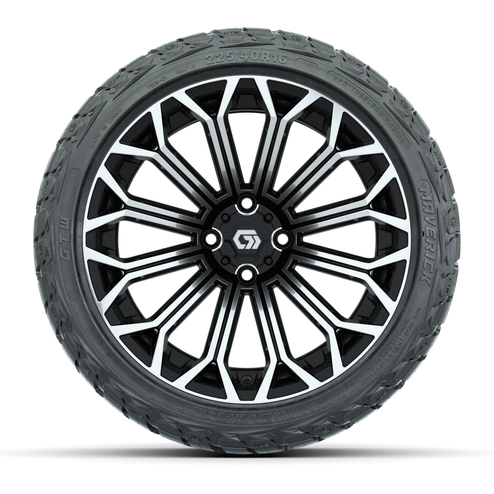 GTW Phantom Black/Machined 16 in Wheels with 225/40-R16 Maverick Hybrid Tires – Full Set