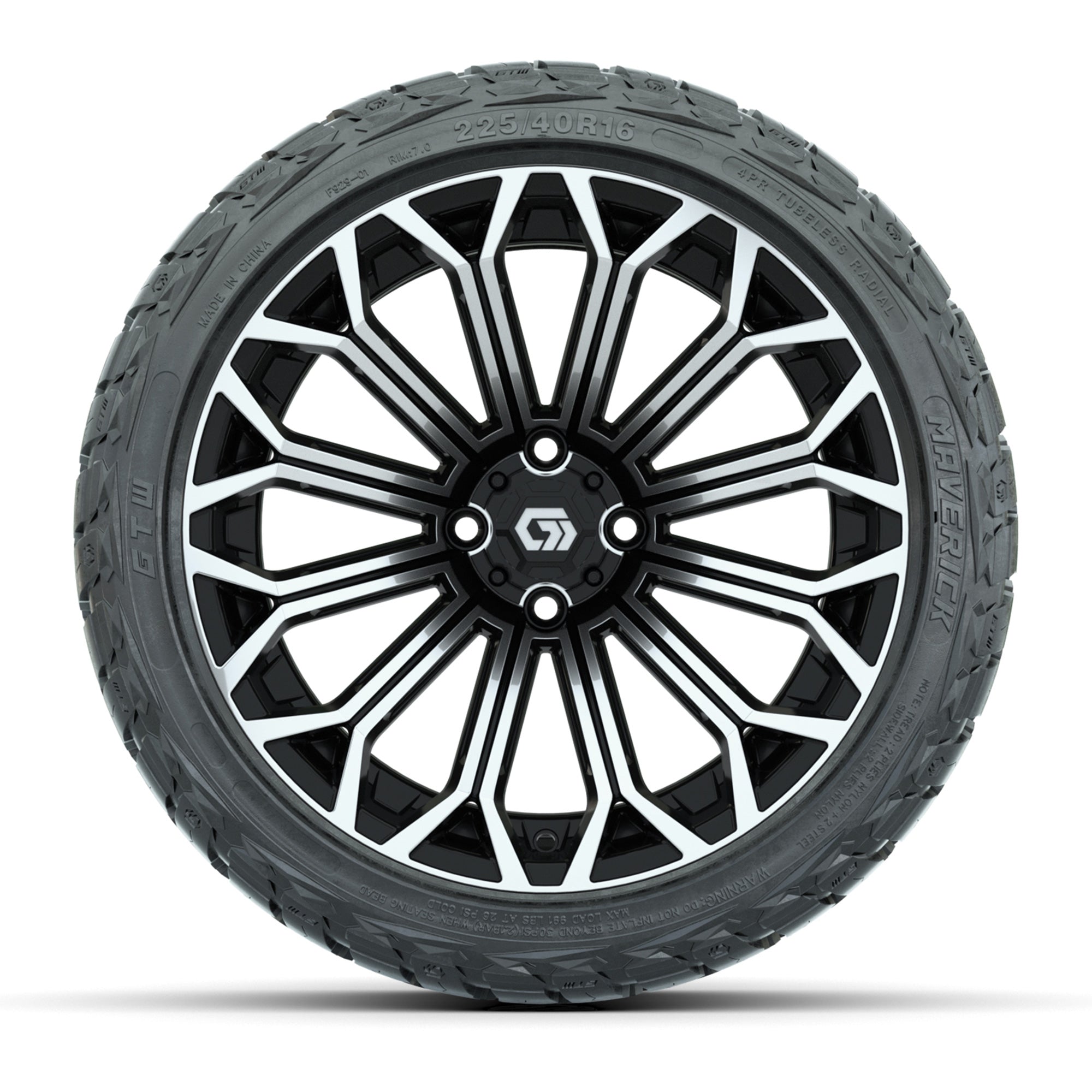 GTW Phantom Black/Machined 16 in Wheels with 225/40-R16 Maverick Hybrid Tires – Full Set