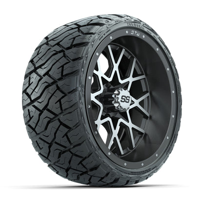GTW® Vortex Matte Gray/Machined 14 in Wheels with 205/35-R14 Maverick Low-Profile All-Terrain Tires – Full Set