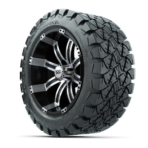 GTW Tempest Black and Machined Wheels with 22in Timberwolf M - 3/4 view