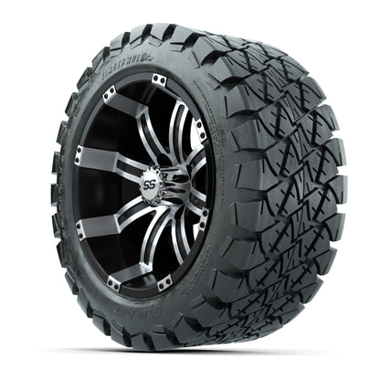 GTW Tempest Black and Machined Wheels with 22in Timberwolf M - 3/4 view