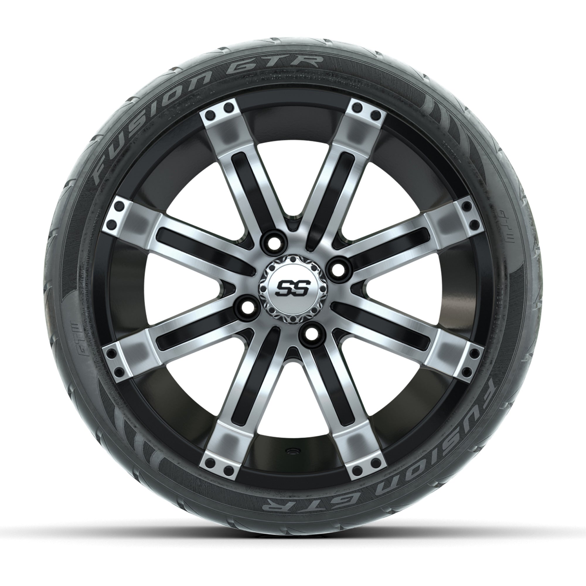 GTW® Tempest Black/Machined 14 in Wheels with 205/40-R14 Fus - 3/4 view