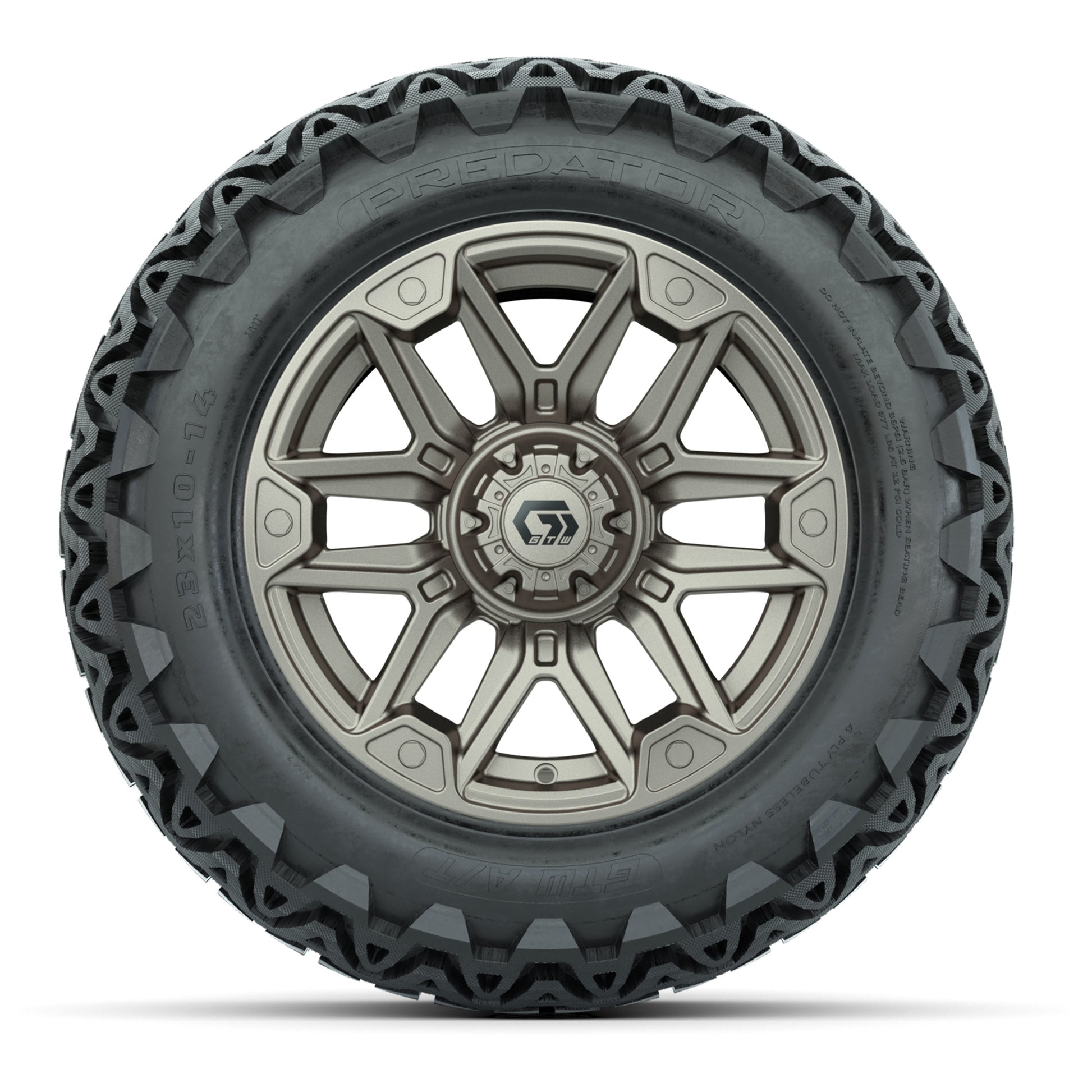 GTW® Graffiti Satin Bronze 14 in Wheels with 23x10-14 Predat - front view
