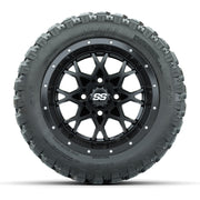 GTW® Vortex 2 Matte Black/Machined 12 in Wheels with 22X11-R12 Nomad Steel Belt Radial All-Terrain Tires – Full Set