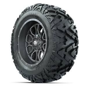 GTW Volt Gunmetal 14 in Wheels with 25x10-14 Barrage Mud Tir - 3/4 view