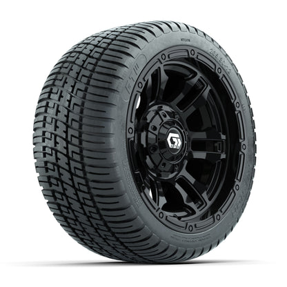 GTW® Shogun Gloss Black 12 in Wheels with 205/30-12 Fusion Street Tires – Full Set