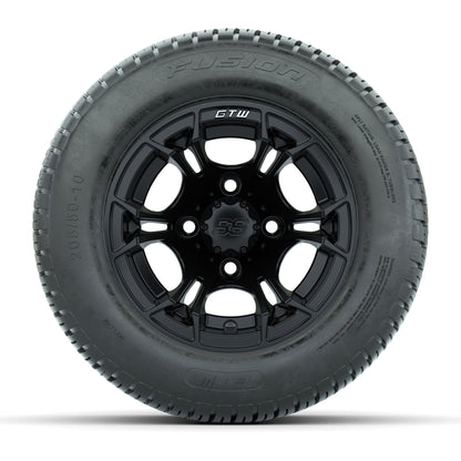 GTW Spyder Matte Black 10 in Wheels with 205/50-10 Fusion Street Tires – Full Set