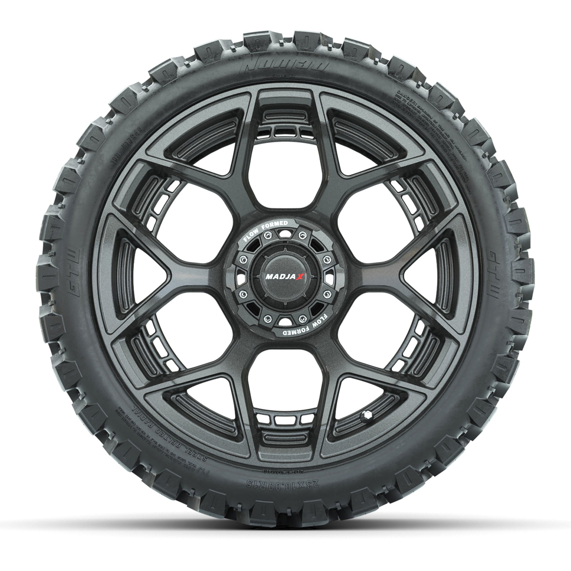 Set of (4) 15" MadJax® Flow Form Evolution Gunmetal Wheels with GTW® Nomad Off Road Tires