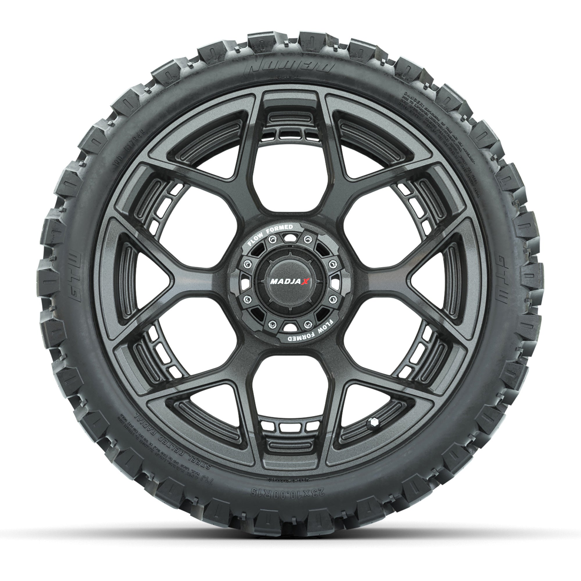 Set of (4) 15" MadJax® Flow Form Evolution Gunmetal Wheels with GTW® Nomad Off Road Tires