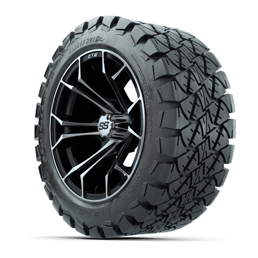 GTW Spyder Machined/Black 14 in Wheels with 22x10-14 GTW Tim - 3/4 view