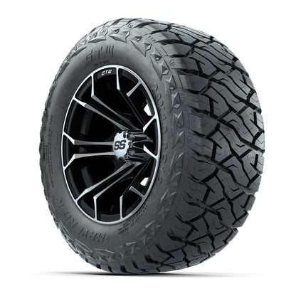 GTW Spyder Black/Machined 12 in Wheels with 23x10.00-R12 Maverick All-Terrain Tires – Full Set